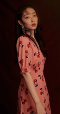 蒋梦婕气质温柔粉色水果裙写真图片