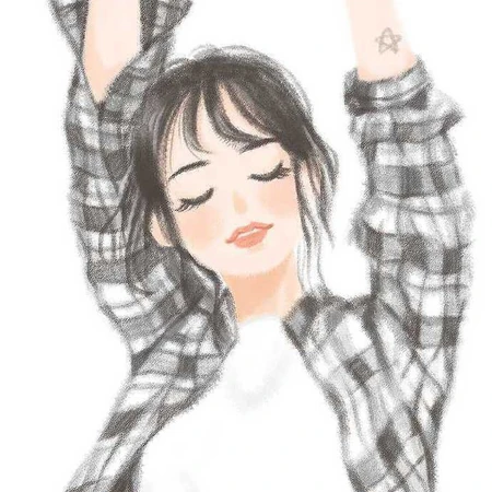 夏日风人物手绘头像，小清新风格的女生插画头像图片