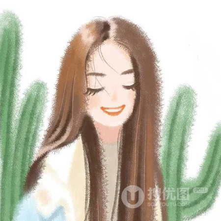 夏日风人物手绘头像，小清新风格的女生插画头像图片