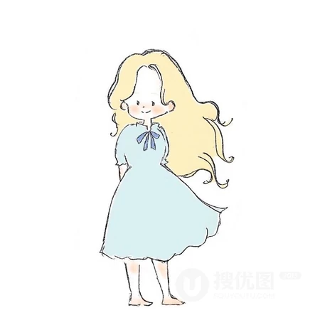 可爱小女孩简笔画，清新简洁的简笔画女孩好看头像图片
