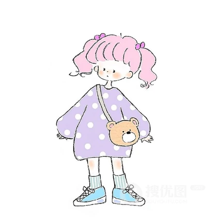 可爱小女孩简笔画，清新简洁的简笔画女孩好看头像图片