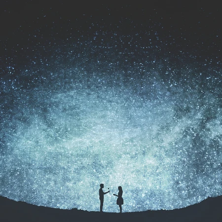 星空为元素的创意意境图片，18岁少年和他的星空之梦