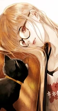 猫与少女，手抱猫咪的二次元少女插画图片