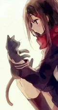 猫与少女，手抱猫咪的二次元少女插画图片