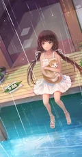 猫与少女，手抱猫咪的二次元少女插画图片