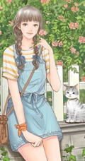 猫与少女，手抱猫咪的二次元少女插画图片