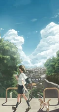 猫与少女，手抱猫咪的二次元少女插画图片