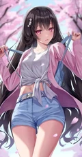 清凉夏日气质二次元热裤，短裤动漫女生甜心插画图片合集