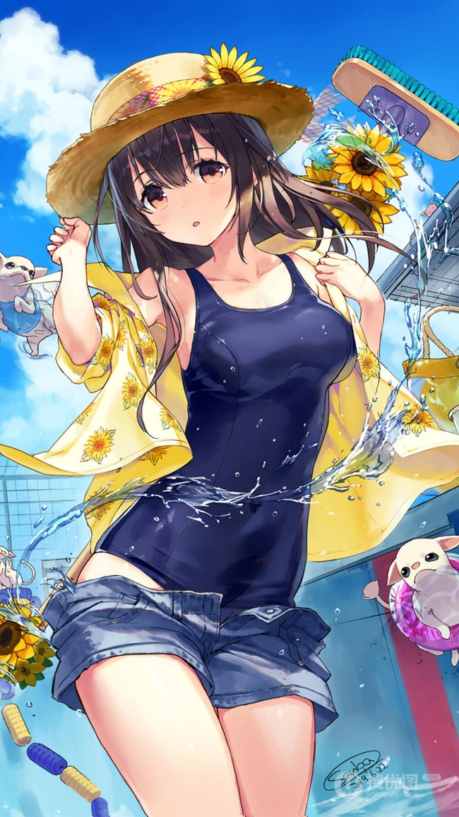 清凉夏日气质二次元热裤，短裤动漫女生甜心插画图片合集