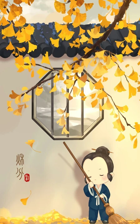 古风小童超萌可爱二十四节气系列Q版卡通插画图片
