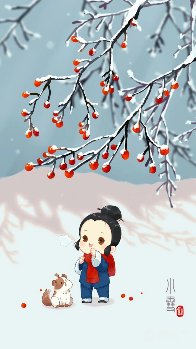 古风小童超萌可爱二十四节气系列Q版卡通插画图片