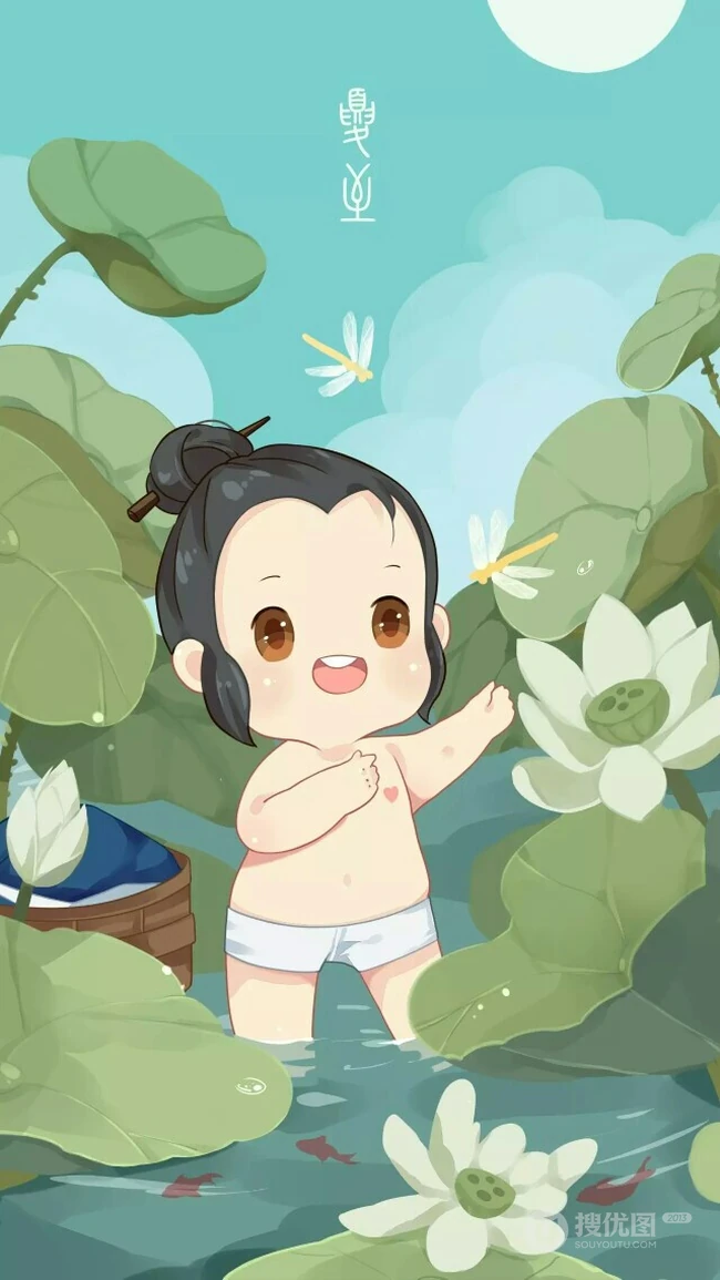 古风小童超萌可爱二十四节气系列Q版卡通插画图片