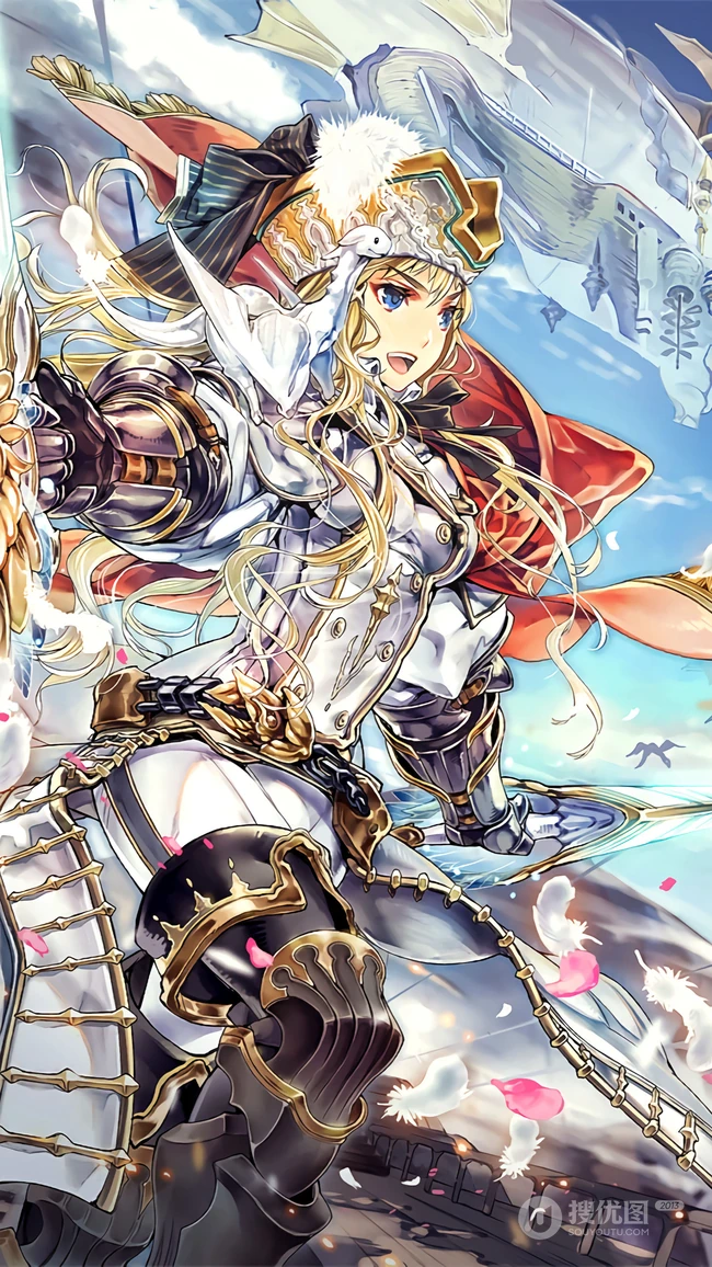 戴盔甲的动漫女将军动漫插画手机壁纸
