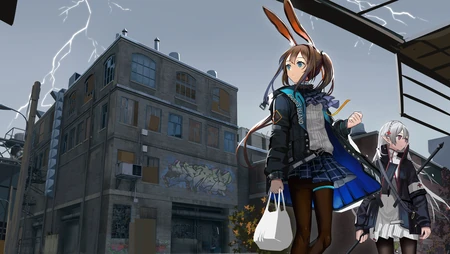 动漫&ldquo;明日方舟&rdquo;带兔耳朵的女角色个人桌面壁纸