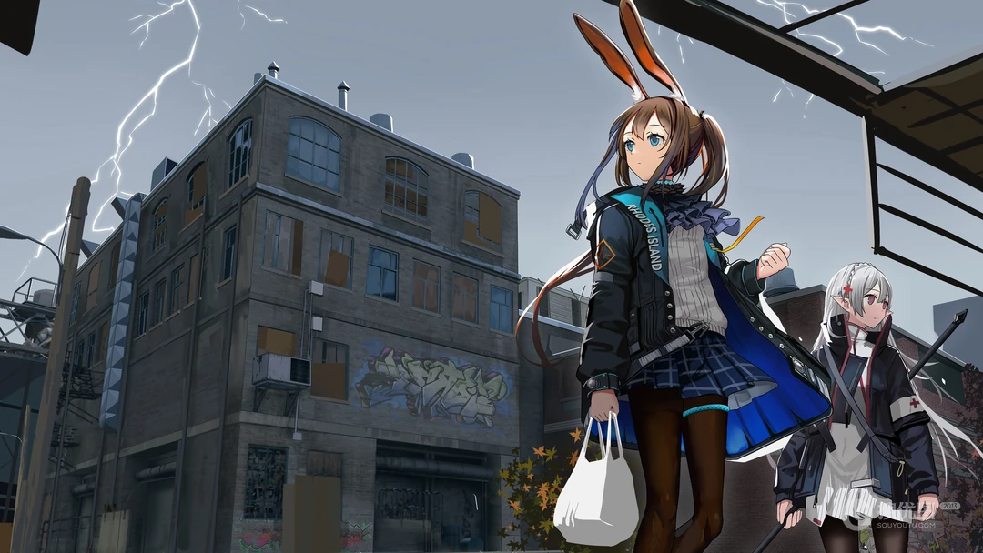 动漫&ldquo;明日方舟&rdquo;带兔耳朵的女角色个人桌面壁纸