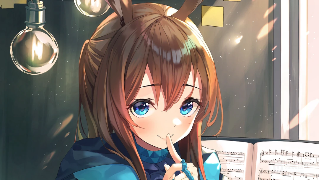 动漫&ldquo;明日方舟&rdquo;带兔耳朵的女角色个人桌面壁纸