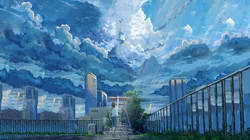 日漫天气之子唯美人物场景插画桌面壁纸