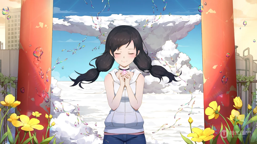 日漫天气之子唯美人物场景插画桌面壁纸