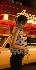 夜景路灯下的香车美人陆萱萱超高清紧身短裙袜装高跟街拍写真图集
