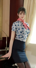 甜美型小脸女生yoo优优紧身空乘制服短裙显气质线条感线条写真图集