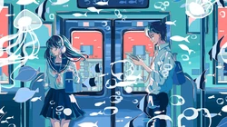 插画师心中的海底泡泡世界创意动漫手绘桌面壁纸
