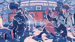 插画师心中的海底泡泡世界创意动漫手绘桌面壁纸