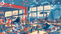 插画师心中的海底泡泡世界创意动漫手绘桌面壁纸