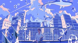 插画师心中的海底泡泡世界创意动漫手绘桌面壁纸