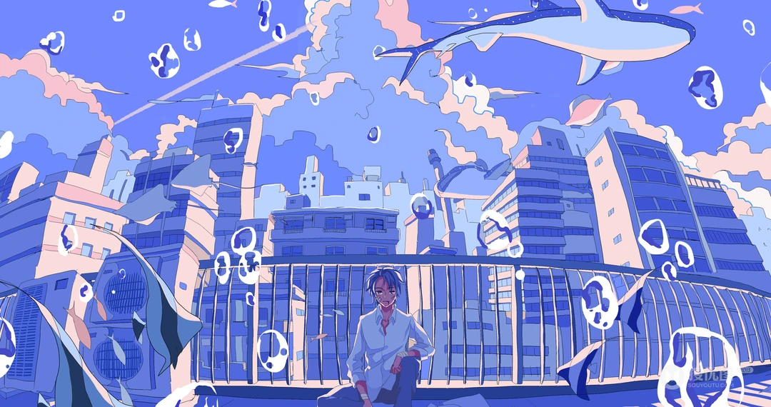 插画师心中的海底泡泡世界创意动漫手绘桌面壁纸