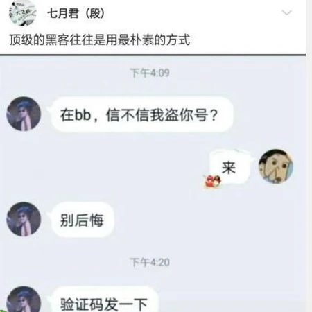 搞笑聊天截图，顶级的黑客往往用最朴素的方式