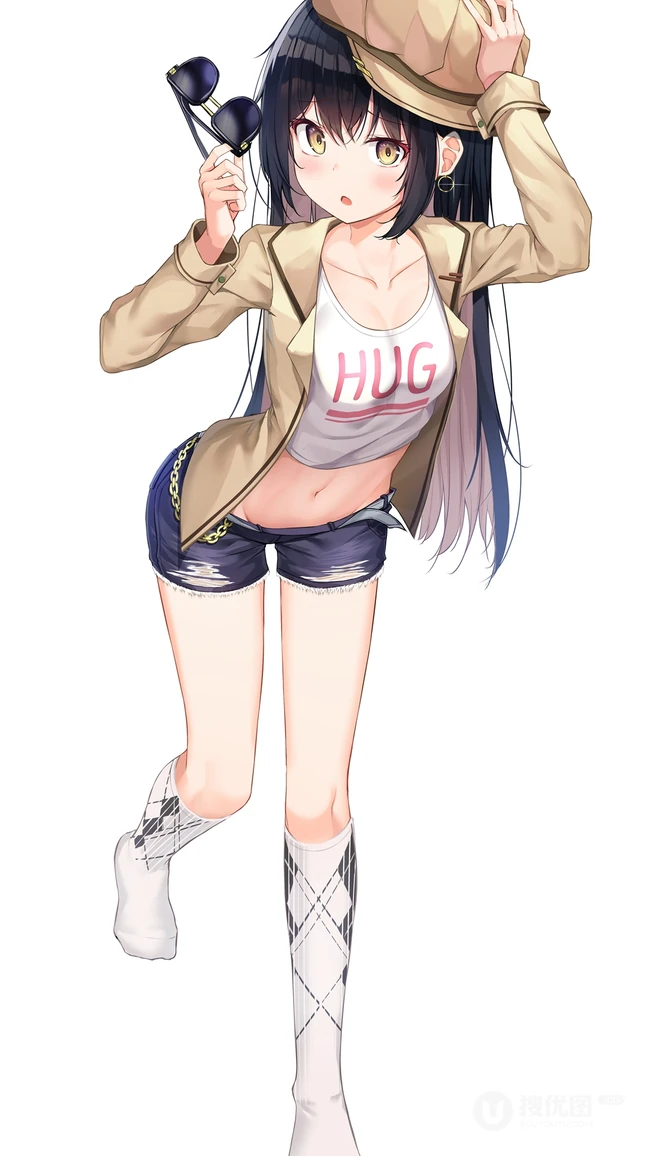 穿各种袜子袜装的二次元动漫线条感妹子插画图片合集