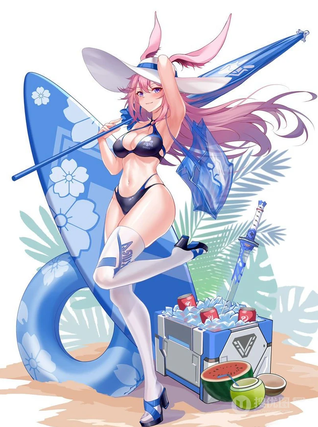 动漫手游《崩坏3》人物角色八重樱各种风格CG插画手绘多图图集