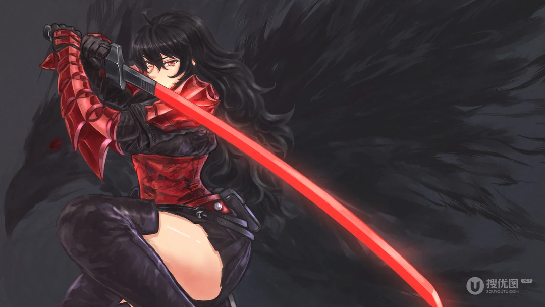 美国动画&ldquo;RWBY&rdquo;女主角创意酷插画手机壁纸