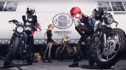 动漫&ldquo;明日方舟&rdquo;骑机车的女角色们，很酷