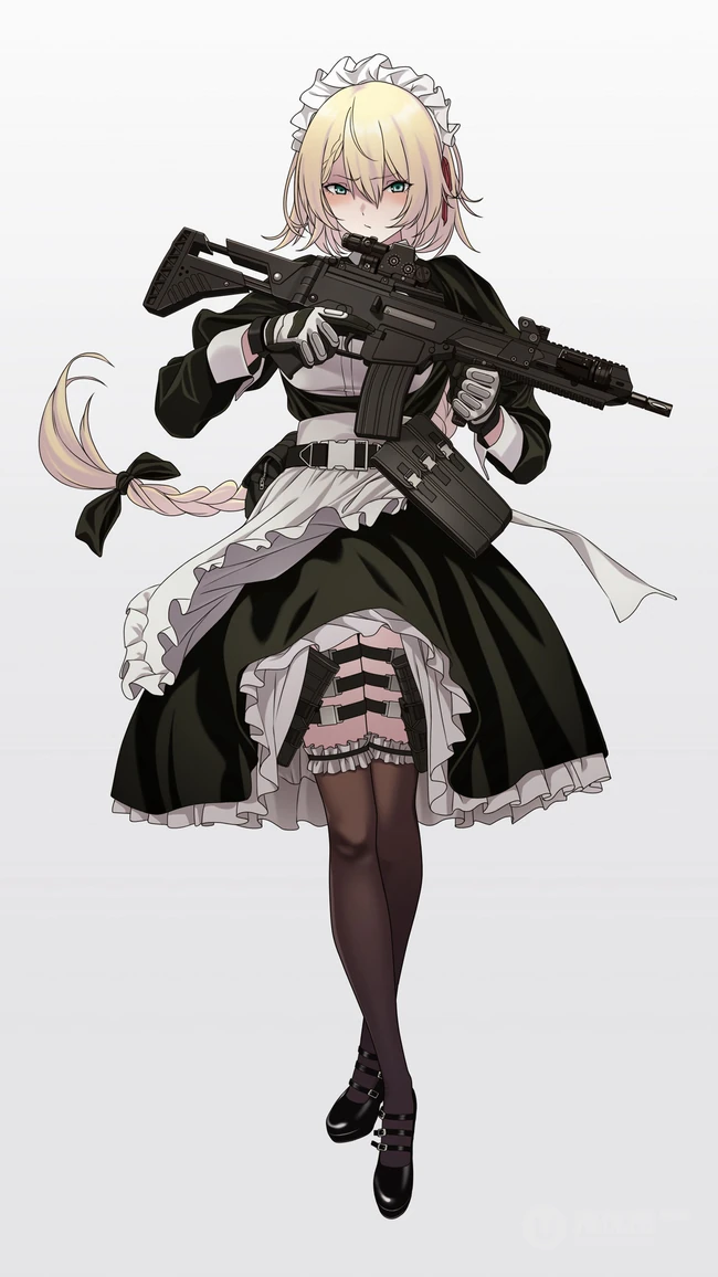拿着步枪的动漫美女战士手机壁纸