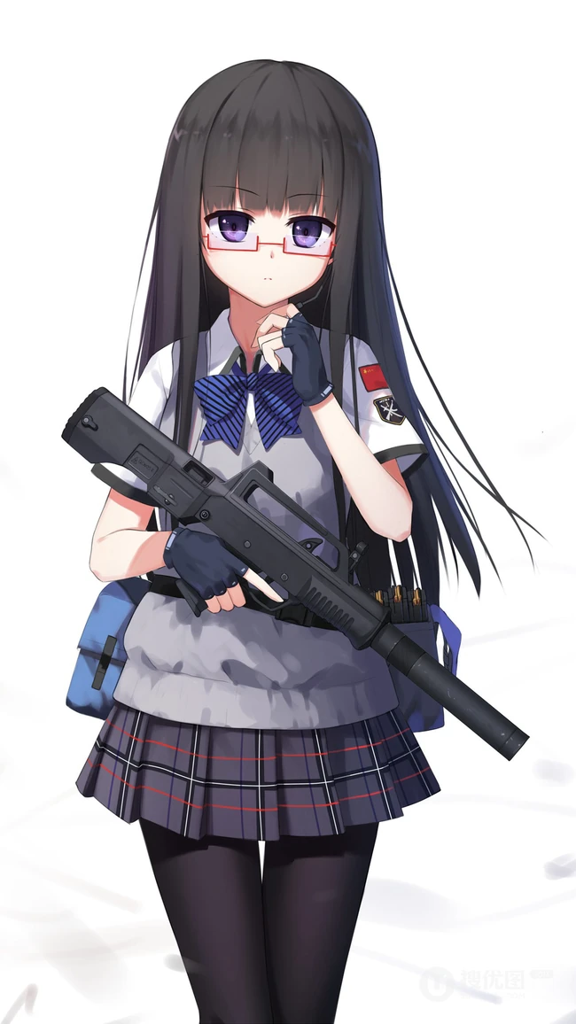 拿着步枪的动漫美女战士手机壁纸