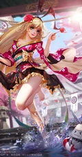 日本风格动漫少女插画手机壁纸，穿和服的动漫少女