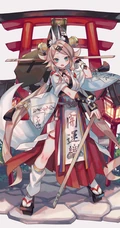 日本风格动漫少女插画手机壁纸，穿和服的动漫少女