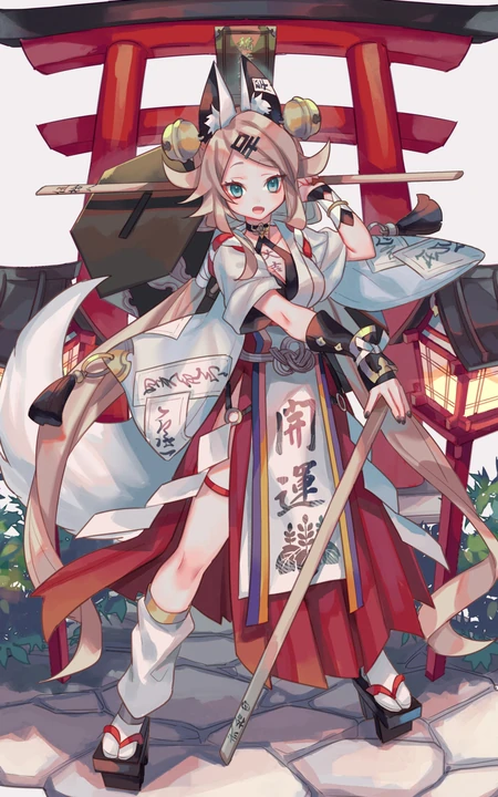 日本风格动漫少女插画手机壁纸，穿和服的动漫少女