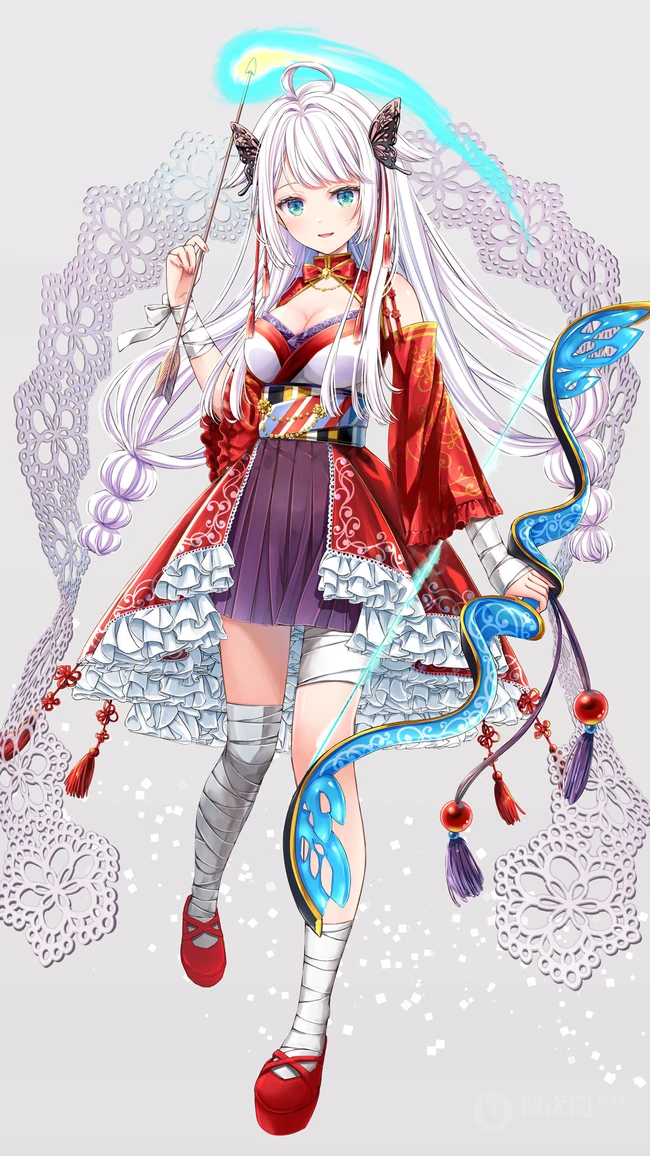 日本风格动漫少女插画手机壁纸，穿和服的动漫少女
