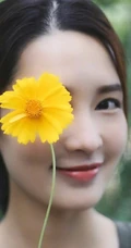 李沁手拿雏菊清新清新户外写真图片