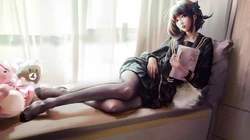 骑机车穿红色性感旗袍的动漫少女等2D动漫少女人物插画桌面壁纸