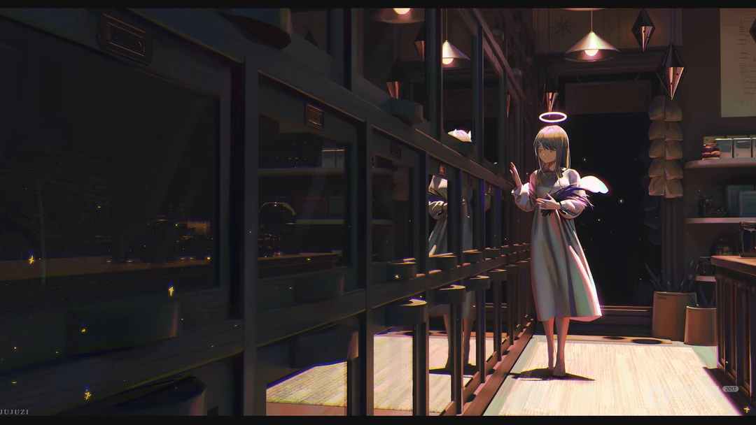 骑机车穿红色性感旗袍的动漫少女等2D动漫少女人物插画桌面壁纸