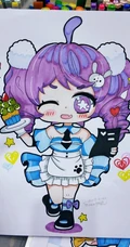 马克笔手绘的可爱卡通Q版动漫少女女孩画画图片