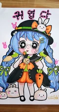 马克笔手绘的可爱卡通Q版动漫少女女孩画画图片
