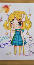 马克笔手绘的可爱卡通Q版动漫少女女孩画画图片