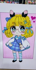 马克笔手绘的可爱卡通Q版动漫少女女孩画画图片
