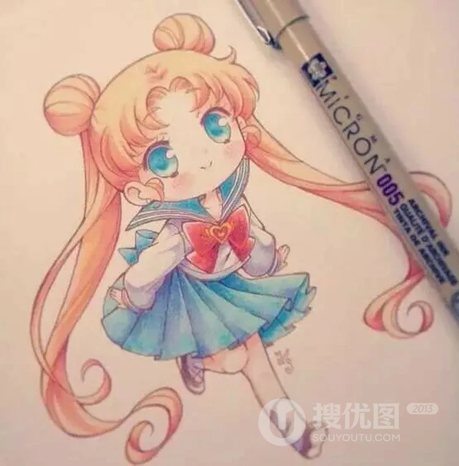 马克笔手绘的动漫人物，很可爱很Q版的马克笔手绘效果图