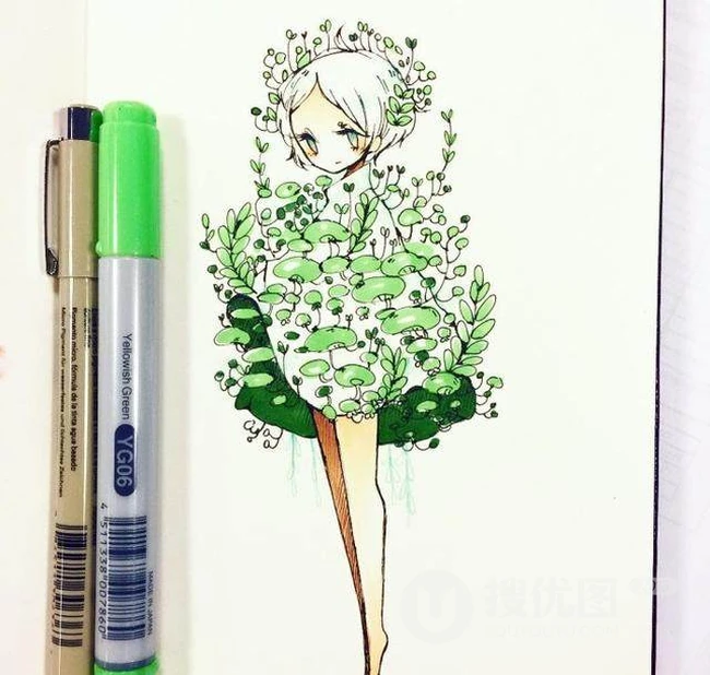 简单马克笔手绘图片，美丽的花仙子，每一个都是小仙女