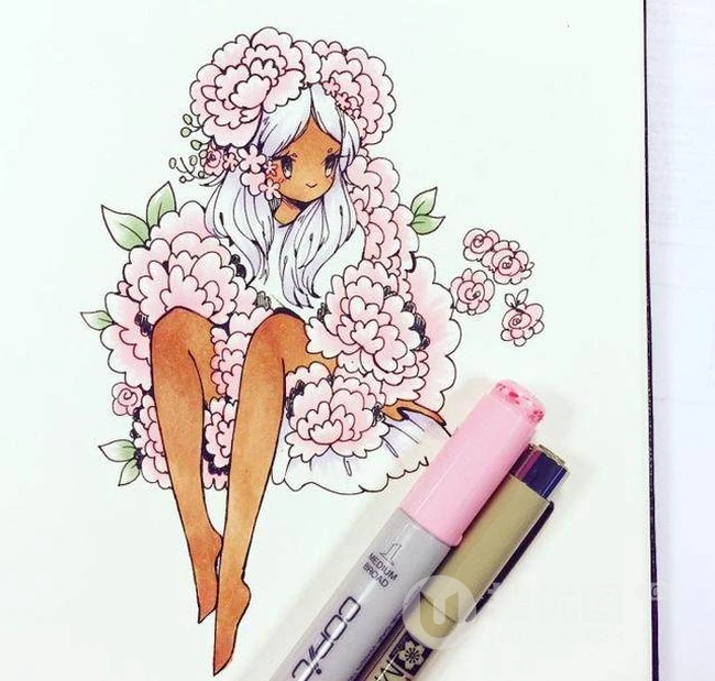 简单马克笔手绘图片，美丽的花仙子，每一个都是小仙女